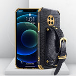 Custodia in pelle con motivo coccodrillo in TPU elettrolitico con cinturino da polso, For Huawei Enjoy 20, For Huawei Enjoy 20 SE, For Huawei Enjoy 20 Plus