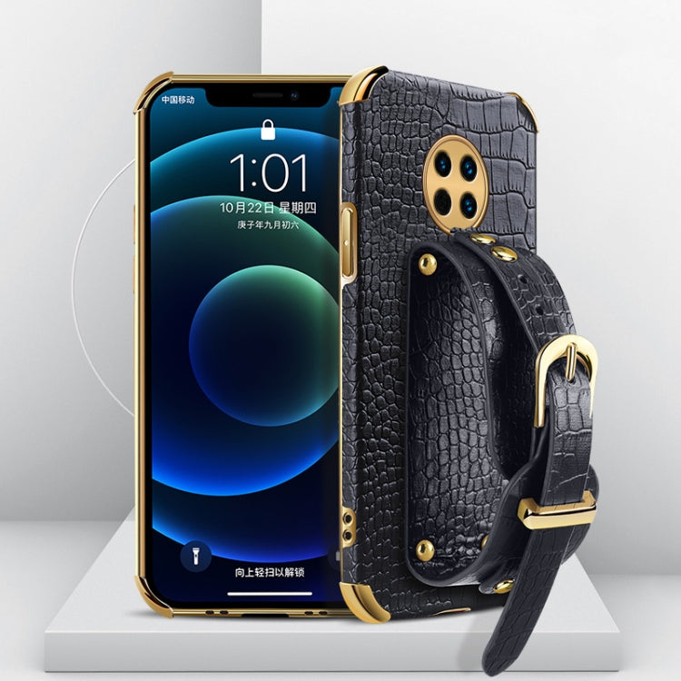 Custodia in pelle con motivo coccodrillo in TPU elettrolitico con cinturino da polso, For Huawei Enjoy 20, For Huawei Enjoy 20 SE, For Huawei Enjoy 20 Plus