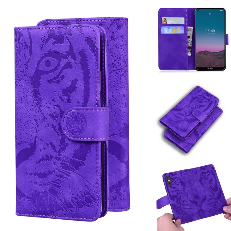 Custodia portafoglio in pelle con motivo tigre per smartphone