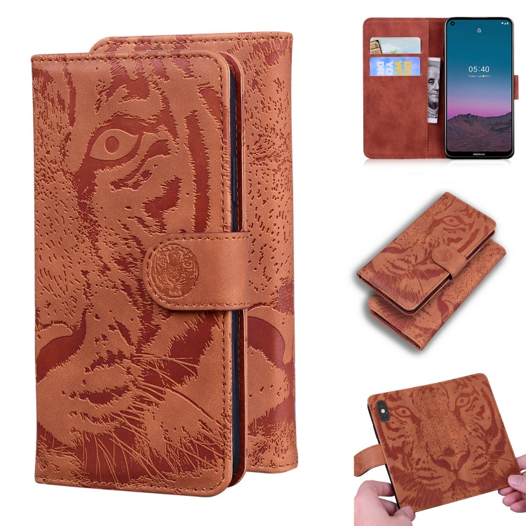 Custodia portafoglio in pelle con motivo tigre per smartphone