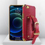 Custodia TPU effetto pelle coccodrillo con cinturino per iPhone