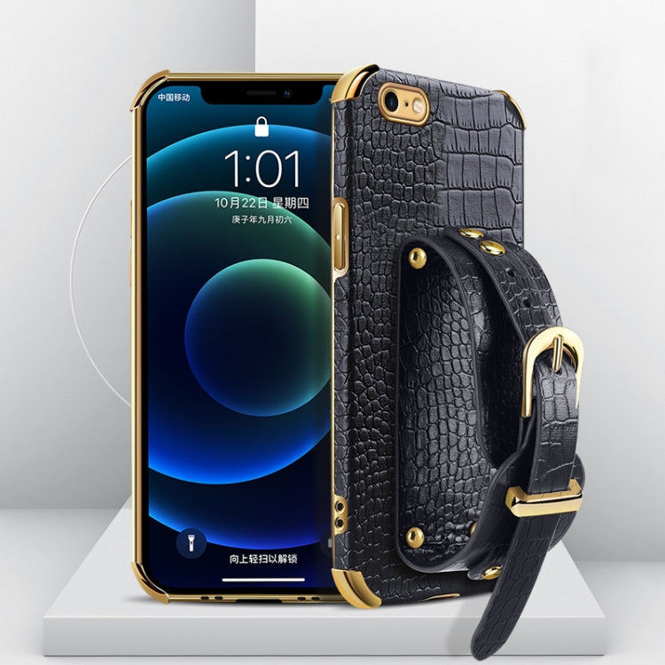 Custodia TPU effetto pelle coccodrillo con cinturino per iPhone