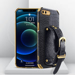 Custodia TPU effetto pelle coccodrillo con cinturino per iPhone