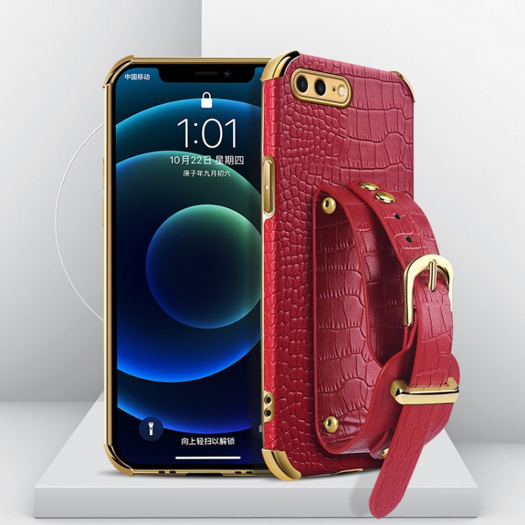Custodia TPU effetto pelle coccodrillo con cinturino per iPhone