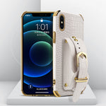 Custodia TPU effetto pelle coccodrillo con cinturino per iPhone