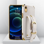 Custodia in pelle con motivo coccodrillo in TPU elettrolitico con cinturino da polso, For iPhone XR, For iPhone XS Max, For iPhone 11, For iPhone 11 Pro