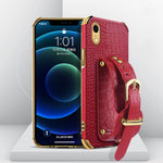 Custodia TPU effetto pelle coccodrillo con cinturino per iPhone X
