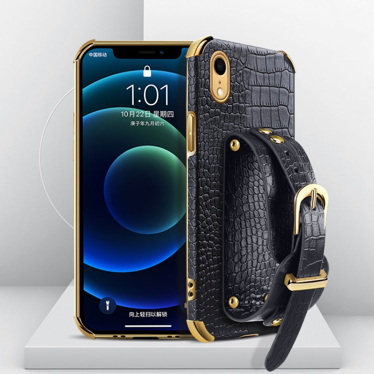 Custodia TPU effetto pelle coccodrillo con cinturino per iPhone X