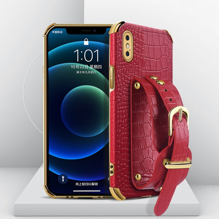 Custodia TPU effetto pelle coccodrillo con cinturino per iPhone X