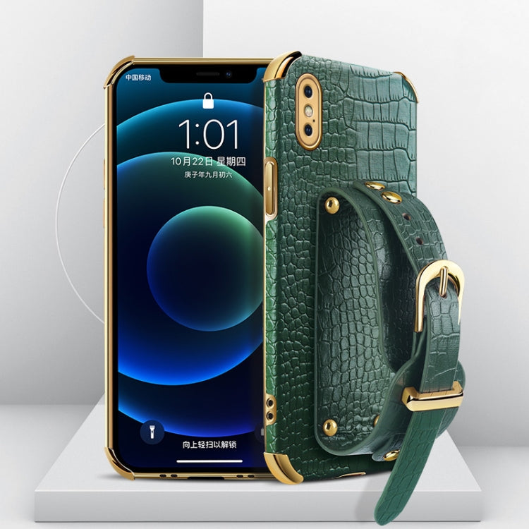Custodia TPU effetto pelle coccodrillo con cinturino per iPhone X
