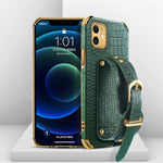 Custodia TPU effetto pelle coccodrillo con cinturino per iPhone X