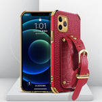 Custodia TPU effetto pelle coccodrillo con cinturino per iPhone X