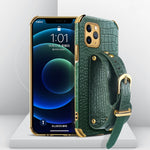 Custodia TPU effetto pelle coccodrillo con cinturino per iPhone X