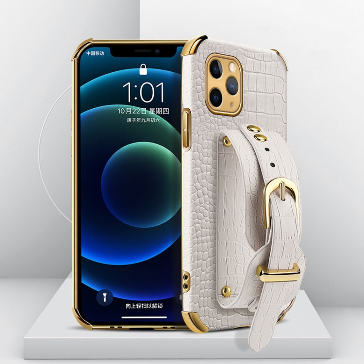 Custodia in pelle con motivo coccodrillo in TPU elettrolitico con cinturino da polso, For iPhone 11 Pro Max, For iPhone 12 mini, For iPhone 12, For iPhone 12 Pro