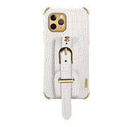 Custodia in pelle con motivo coccodrillo in TPU elettrolitico con cinturino da polso, For iPhone 11 Pro Max, For iPhone 12 mini, For iPhone 12, For iPhone 12 Pro