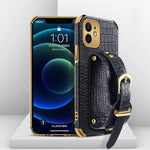 Custodia TPU effetto pelle coccodrillo con cinturino per iPhone 1