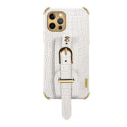 Custodia in pelle con motivo coccodrillo in TPU elettrolitico con cinturino da polso, For iPhone 12 Pro Max