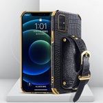 Custodia TPU effetto pelle coccodrillo con cinturino per Samsung