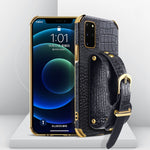 Custodia TPU effetto pelle coccodrillo con cinturino per Samsung