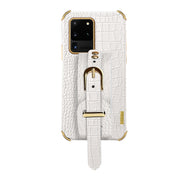 Custodia in pelle con motivo coccodrillo in TPU elettrolitico con cinturino da polso, For Samsung Galaxy S20 Ultra