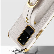 Custodia in pelle con motivo coccodrillo in TPU elettrolitico con cinturino da polso, For Samsung Galaxy S20 Ultra