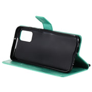 Custodia in pelle sintetica a vibrazione orizzontale con motivo ad albero e gatto con supporto e fessure per carte, portafoglio e cordino, For Samsung Galaxy A02s, For Samsung Galaxy A12