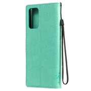 Custodia in pelle sintetica a vibrazione orizzontale con motivo ad albero e gatto con supporto e fessure per carte, portafoglio e cordino, For Samsung Galaxy A72 5G, For Samsung Galaxy S21+ 5G