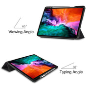 Disegno colorato Flip orizzontale TPU + Custodia in pelle PU con supporto a tre pieghe e funzione Sleep / Wake-up e slot per penna, For iPad Pro 12.9 2022 / 2021