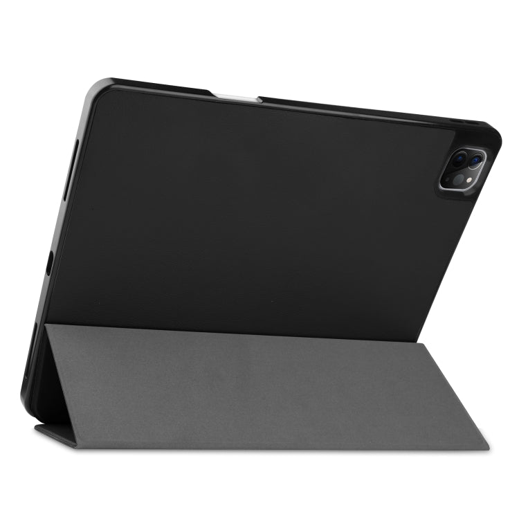 Custodia in pelle TPU + PU a nido d'ape a vibrazione orizzontale con supporto a tre pieghe e funzione Sleep / Wake-up e slot per penna, For iPad Pro 12.9 2022 / 2021