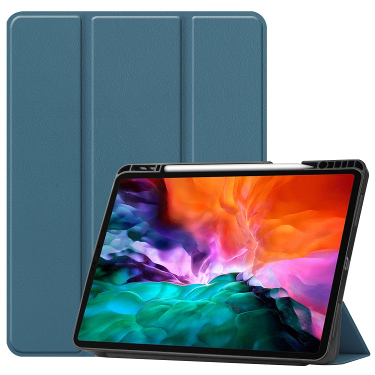 Custodia in pelle TPU + PU a nido d'ape a vibrazione orizzontale con supporto a tre pieghe e funzione Sleep / Wake-up e slot per penna, For iPad Pro 12.9 2022 / 2021