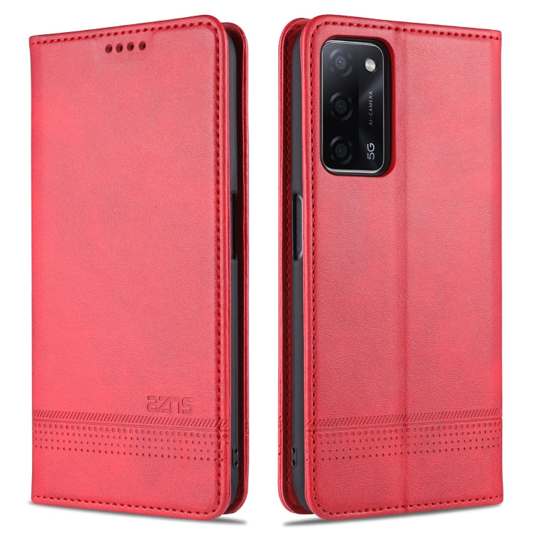 AZNS Custodia in pelle a vibrazione orizzontale con struttura in vitello magnetico con slot per carte, supporto e portafoglio, For Oppo A55 5G, For Honor V40 5G