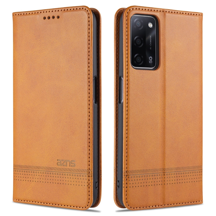 AZNS Custodia in pelle a vibrazione orizzontale con struttura in vitello magnetico con slot per carte, supporto e portafoglio, For Oppo A55 5G, For Honor V40 5G