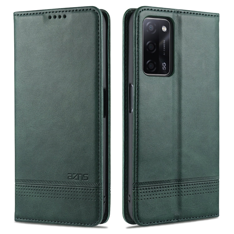 AZNS Custodia in pelle a vibrazione orizzontale con struttura in vitello magnetico con slot per carte, supporto e portafoglio, For Oppo A55 5G, For Honor V40 5G