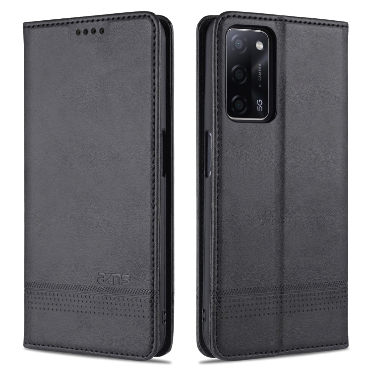 AZNS Custodia in pelle a vibrazione orizzontale con struttura in vitello magnetico con slot per carte, supporto e portafoglio, For Oppo A55 5G, For Honor V40 5G