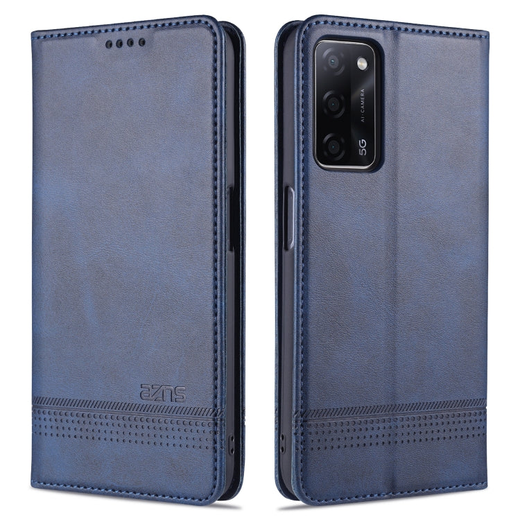AZNS Custodia in pelle a vibrazione orizzontale con struttura in vitello magnetico con slot per carte, supporto e portafoglio, For Oppo A55 5G, For Honor V40 5G