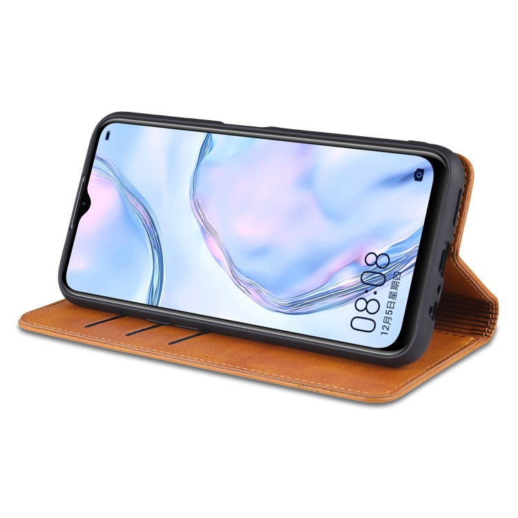 AZNS Custodia in pelle a vibrazione orizzontale con struttura in vitello magnetico con slot per carte, supporto e portafoglio, For Oppo A55 5G, For Honor V40 5G