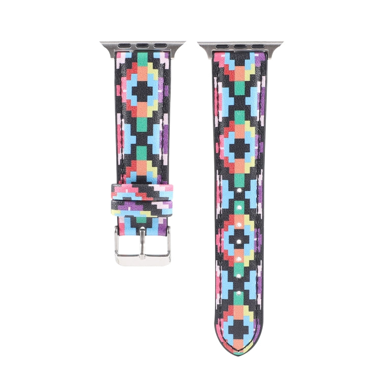 Cinturino in pelle stampata stile etnico in marmo per Apple Watch Series 6 & SE &, 5 & 4 44mm / 3 & 2 & 1 42mm, 5 & 4 40mm / 3 & 2 & 1 38mm