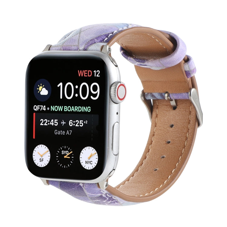 Cinturino in pelle stampata stile etnico in marmo per Apple Watch Series 6 & SE &, 5 & 4 44mm / 3 & 2 & 1 42mm, 5 & 4 40mm / 3 & 2 & 1 38mm