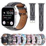 Cinturino in pelle stampata stile etnico in marmo per Apple Watch Series 6 & SE &, 5 & 4 44mm / 3 & 2 & 1 42mm, 5 & 4 40mm / 3 & 2 & 1 38mm