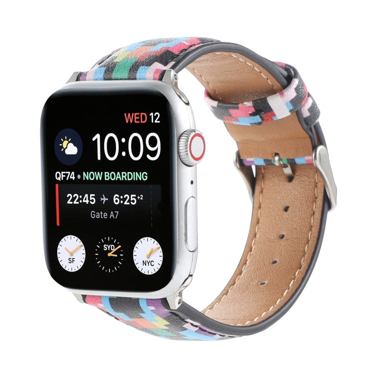 Cinturino in pelle stampata stile etnico in marmo per Apple Watch Series 6 & SE &, 5 & 4 44mm / 3 & 2 & 1 42mm, 5 & 4 40mm / 3 & 2 & 1 38mm