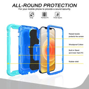Custodia protettiva antiurto a 3 strati in PC + gomma con supporto rotante, For iPhone 12 Mini, For iPhone 12 / 12 Pro