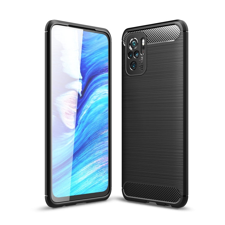 Custodia in TPU in fibra di carbonio con trama spazzolata, For Xiaomi Redmi Note 10 4G