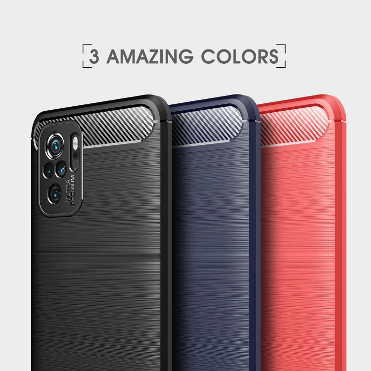Custodia in TPU in fibra di carbonio con trama spazzolata, For Xiaomi Redmi Note 10 4G