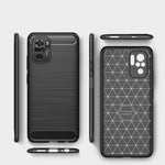 Custodia in TPU in fibra di carbonio con trama spazzolata, For Xiaomi Redmi Note 10 4G