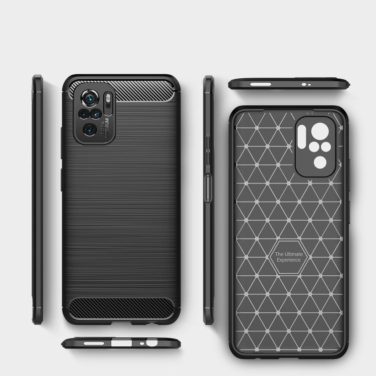 Custodia in TPU in fibra di carbonio con trama spazzolata, For Xiaomi Redmi Note 10 4G