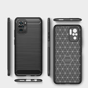 Custodia in TPU in fibra di carbonio con trama spazzolata, For Xiaomi Redmi Note 10 4G