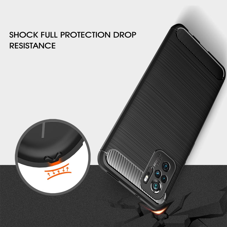 Custodia in TPU in fibra di carbonio con trama spazzolata, For Xiaomi Redmi Note 10 4G