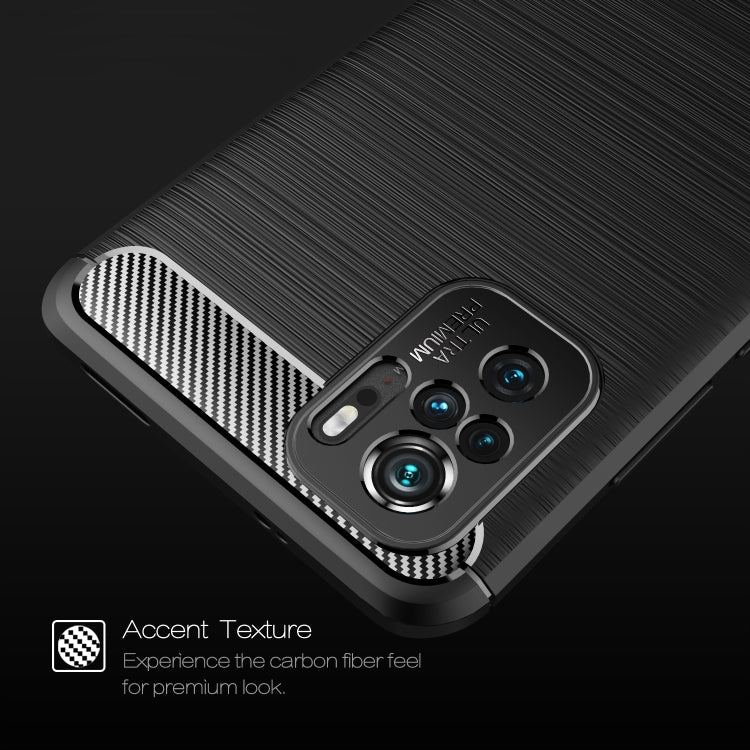 Custodia in TPU in fibra di carbonio con trama spazzolata, For Xiaomi Redmi Note 10 4G