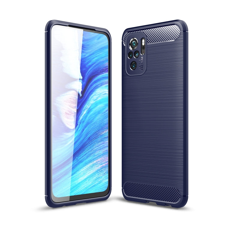Custodia in TPU in fibra di carbonio con trama spazzolata, For Xiaomi Redmi Note 10 4G