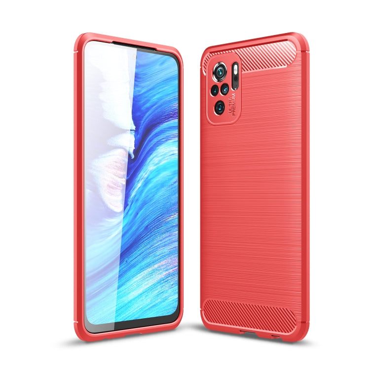 Custodia in TPU in fibra di carbonio con trama spazzolata, For Xiaomi Redmi Note 10 4G